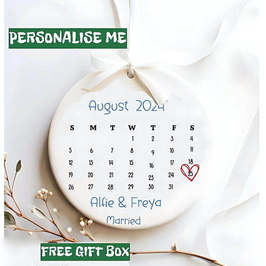 Engagement Personalised Engagement  Date Ornament Gift  first Christmas engaged, married, Mr & Mrs, friend, Secret Santa Present, Bride Gift